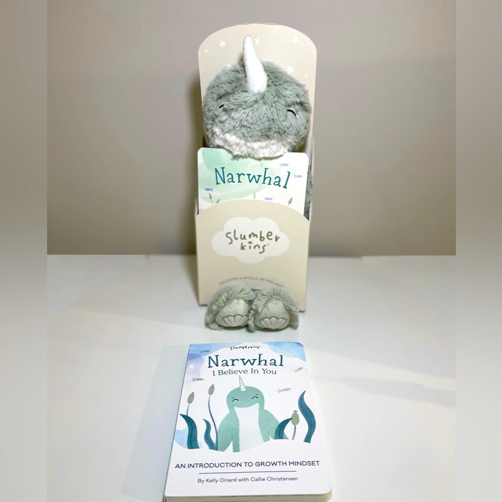 Slumberkins stuffed narwhal and book